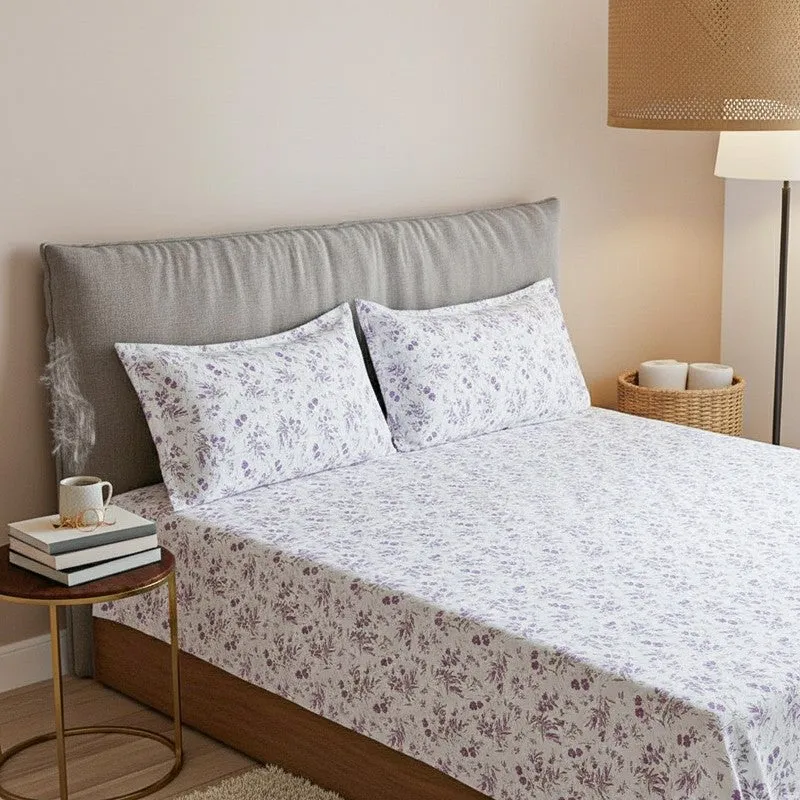 Peila Floral Cotton Bedsheet (Lavender) - 180 TC media 3