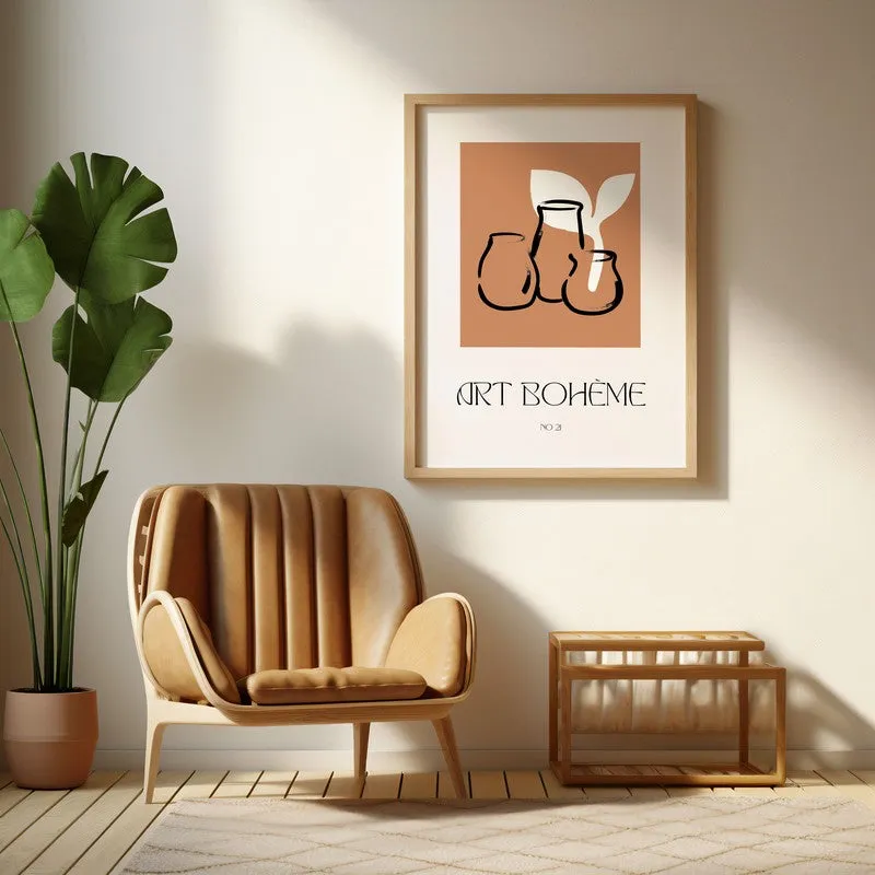 Earthen Trio Canvas Wall Painting With Brown Frame media 6