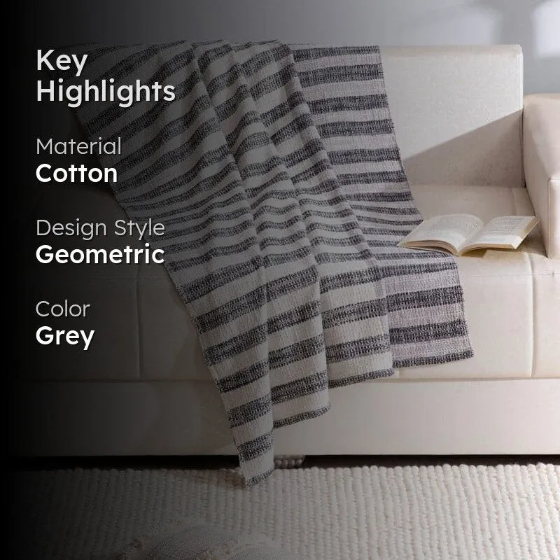 Trimo Stripe Woven Throw - Off White & Grey media 2
