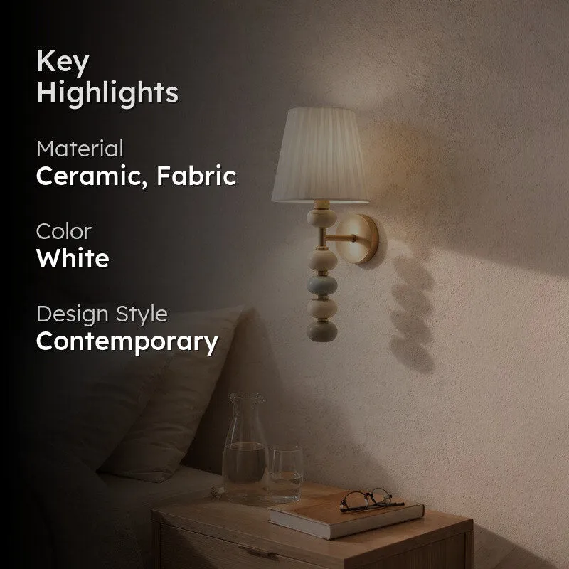 Linen Grace Ceramic Wall Lamp media 2