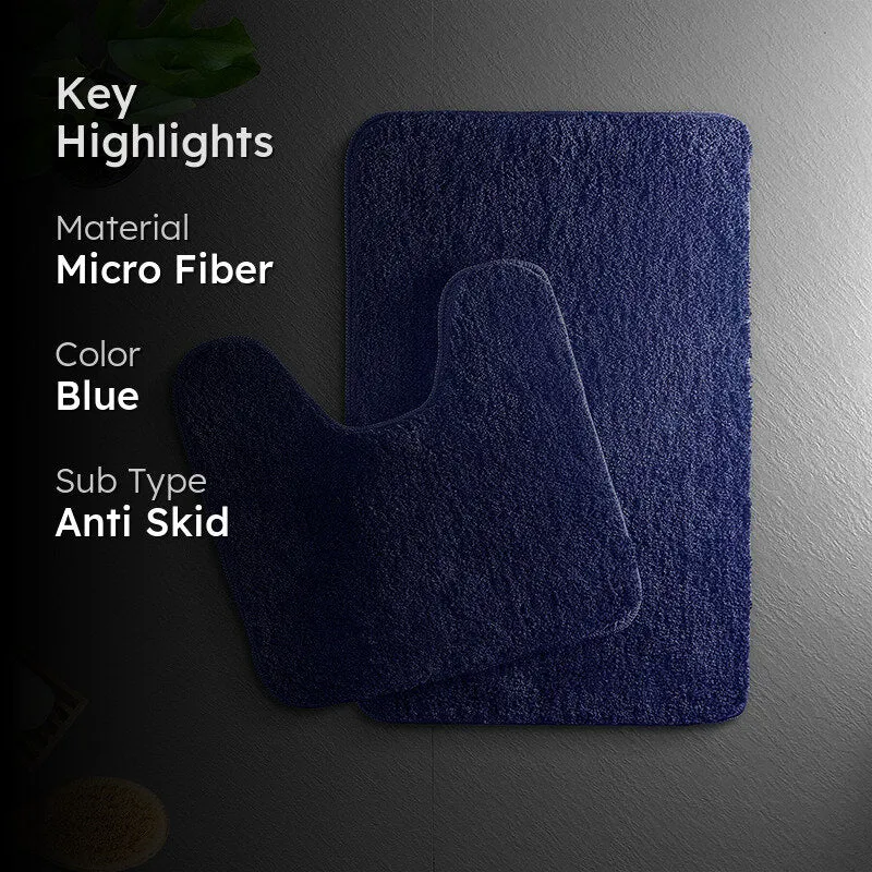 Helen Anti Skid Bath Mat & Contour Mat (Blue) - Eight Piece Set media 2