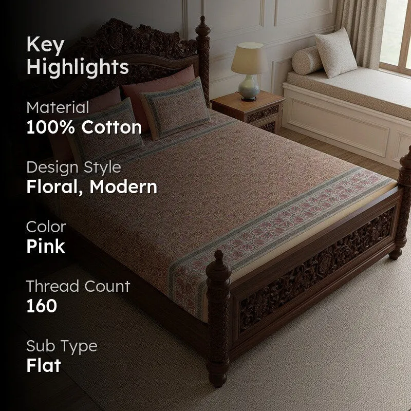 Sadhana Cotton Bedsheet (Peach) - 180 TC media 2