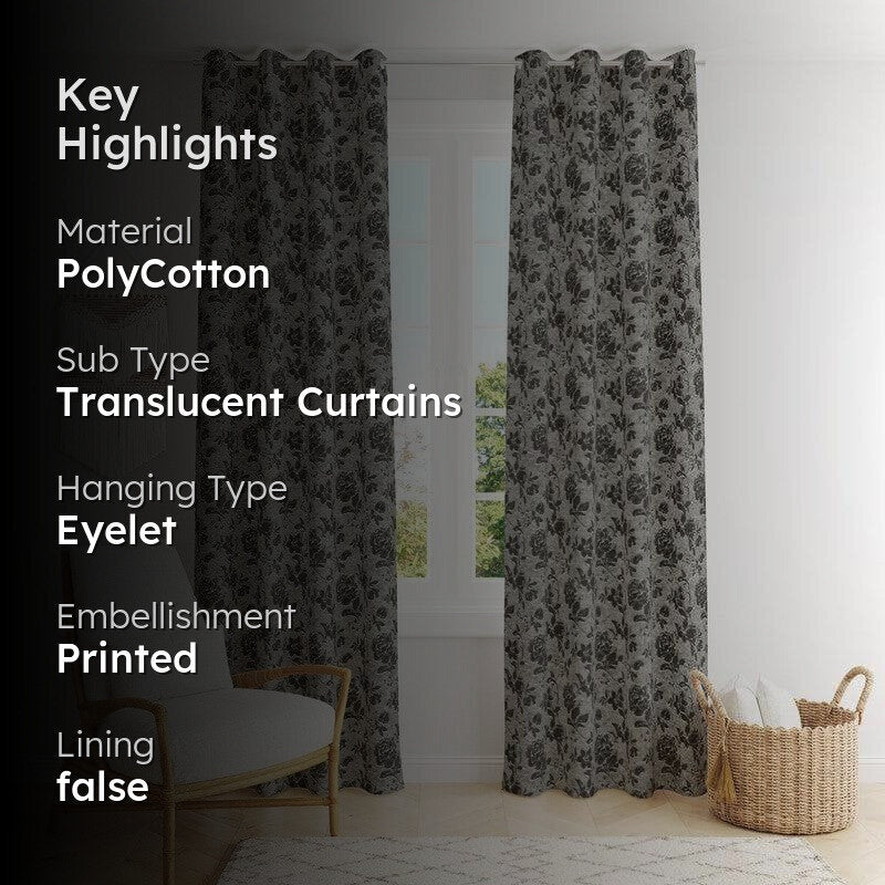 Gulaab Jacquard Single Curtain (Brown) media 2