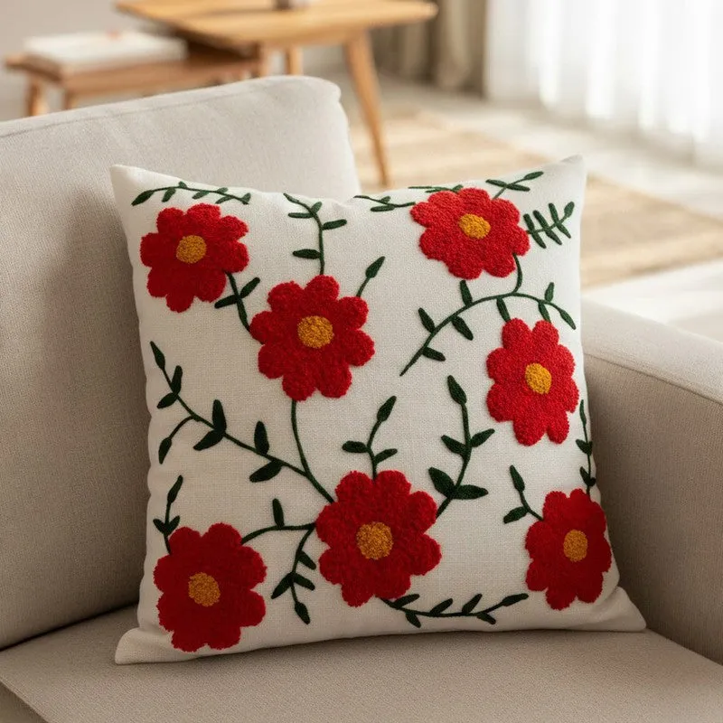 Floral Tuft Cotton Cushion Cover media 1