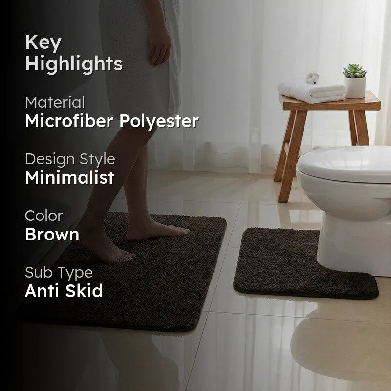 BathEase Anti Skid Bath Mats (Brown) - Set of Two media 2