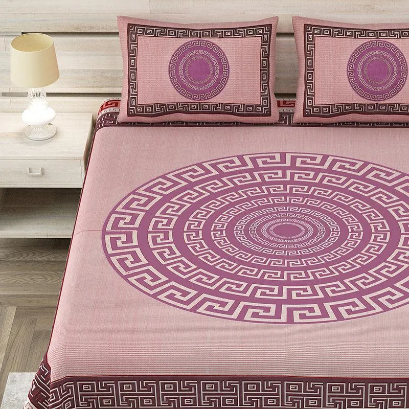 Tulika Treasure Geometric Cotton Bedsheet (Pink) - 150 TC media 3