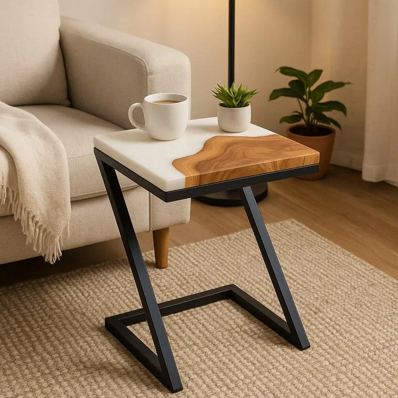 Nirvo Rustic Teak Wood Side Table media 1
