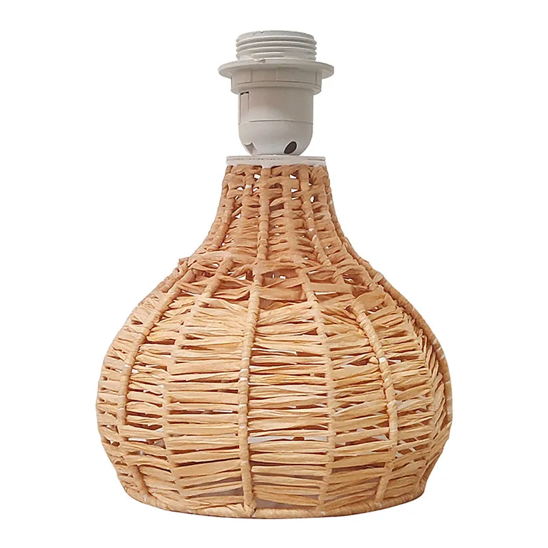 Palladian Edge Raffia Fabric Table Lamp - Grey,Brown media 3