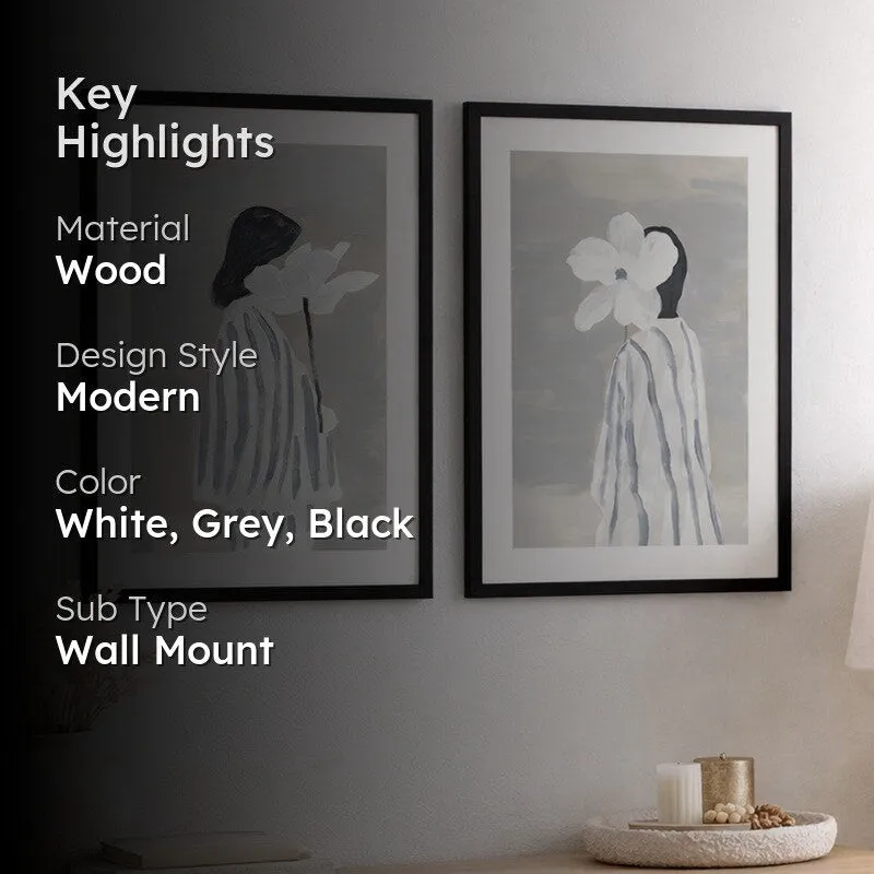 Striped Flora Wall Art With Frame - Set Of Two media 2