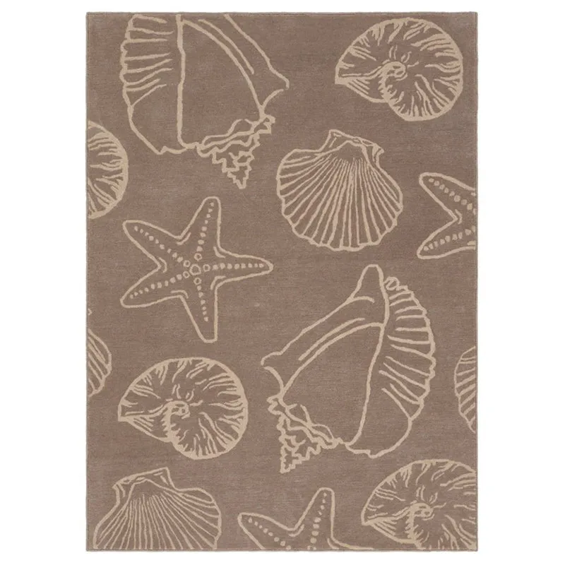 Seashell Hand Tufted Swirl Kids Wool & Nylon Carpet - Taupe media 1