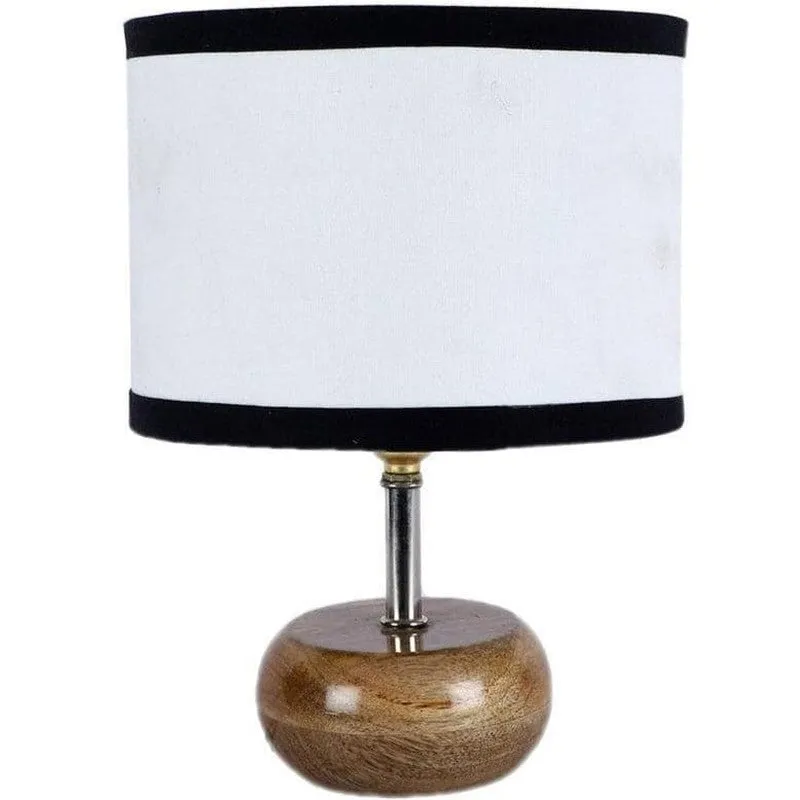 Wood Pebble Fabric Table Lamp - White,Brown,Black media 4