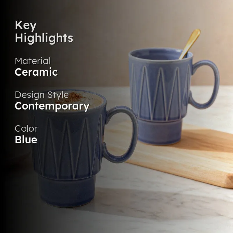 Kindred Ceramic Coffee Mug (Mist Blue/350 mL Each) - Set Of Two media 2