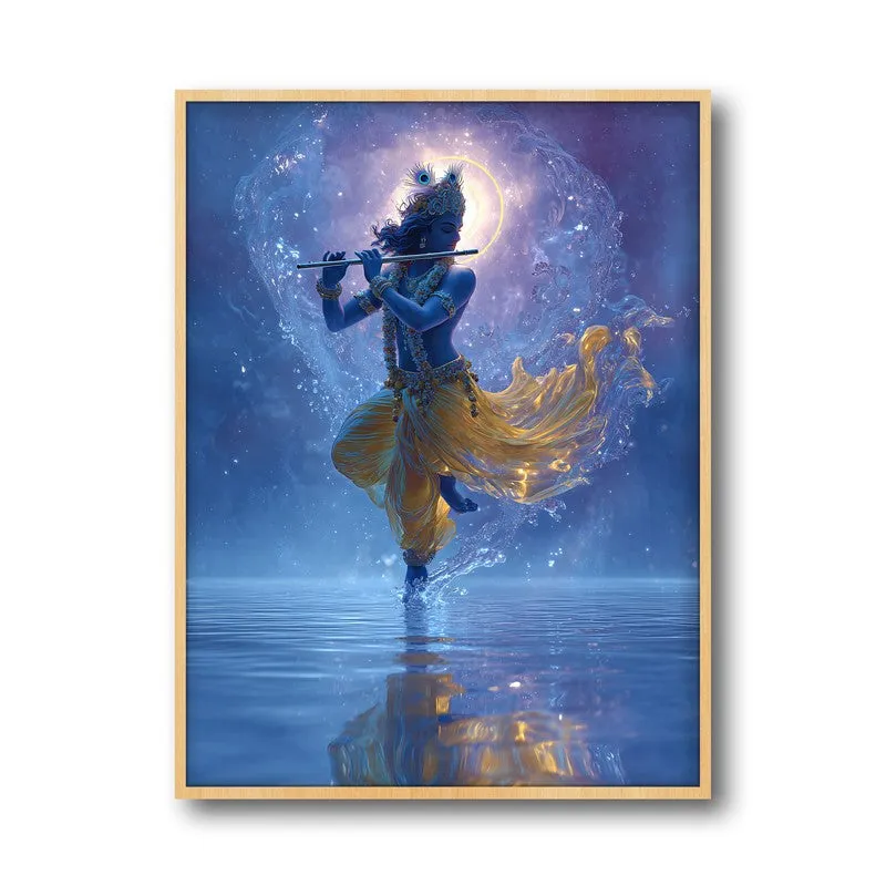 Cosmic Glow of Muralidhara Krishna Archival Paper Wall Art - Natural Brown Frame media 5
