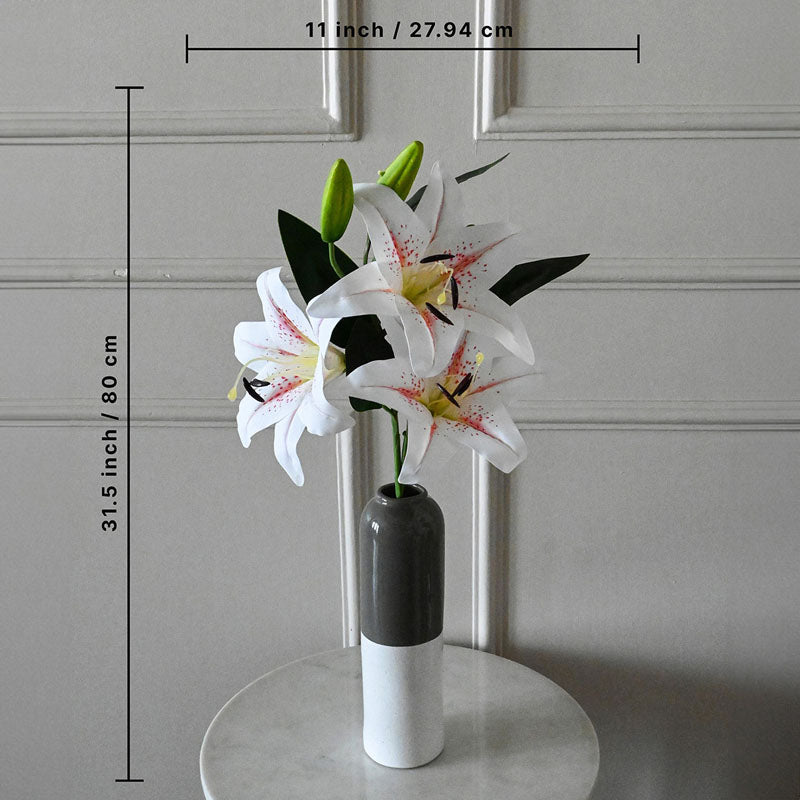 Faux Everlasting Artificial Lily Polyester Flower Stick - White media 4