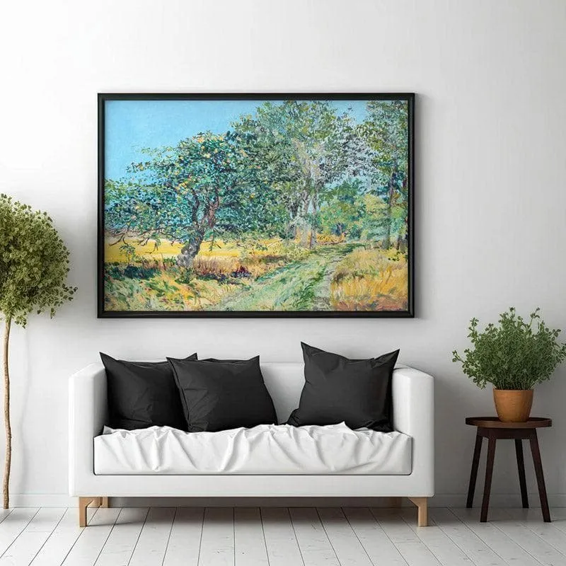 Vintage Style Rural Pathway Canvas Wall Painting - Black Frame media 3