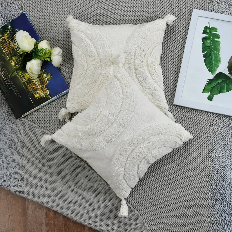 Aquila  Tufted Cushion Cover (White) - Set Of Two media 2