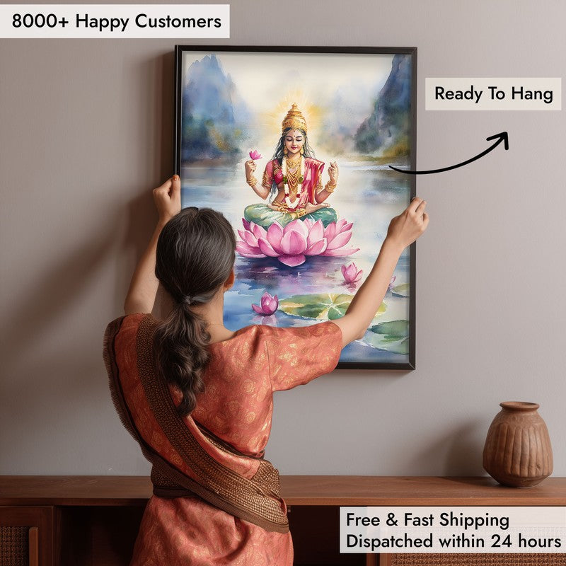 Padmapriya Spiritual Archival Paper Wall Painting With Frame - Black media 6