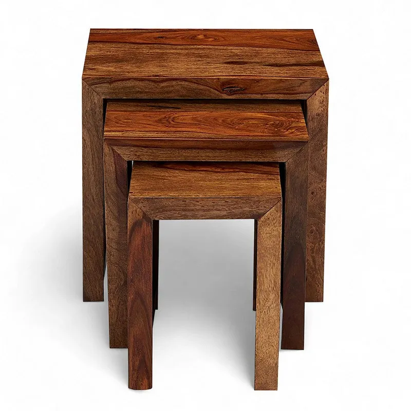 Sverox Sheesham Wooden Side & Bedside Table (Brown) - Set Of Three media 6