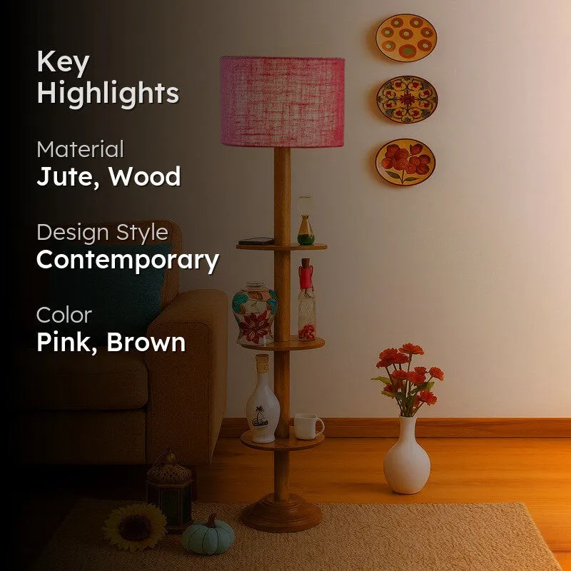 LumiCrate Tower Wooden Floor Lamp - Pink - 2
