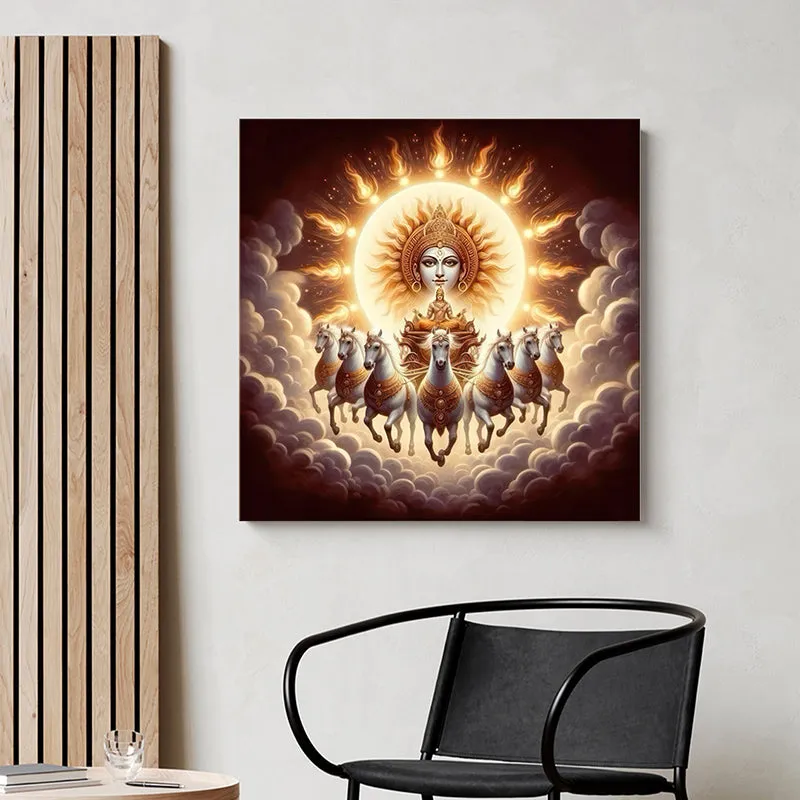 Surya Deva Chariot Poly Canvas Wall Painting media 1