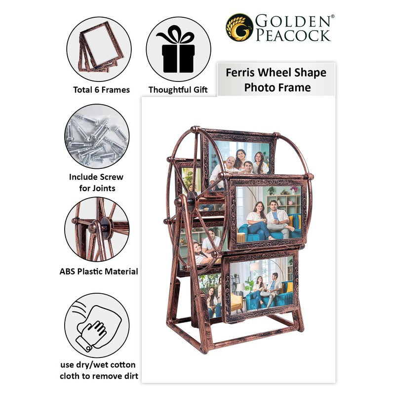 Antique Ferrous Wheel Rotating Plastic Photo Frame - Brown media 7