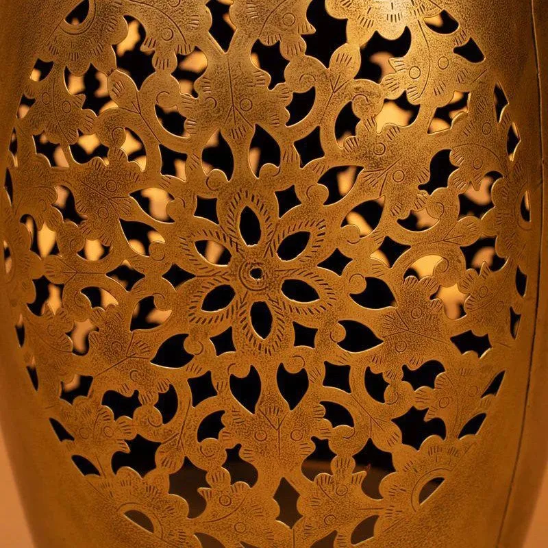 Floral Cutwork Drum Iron Stool Benches & Stools - Gold media 4