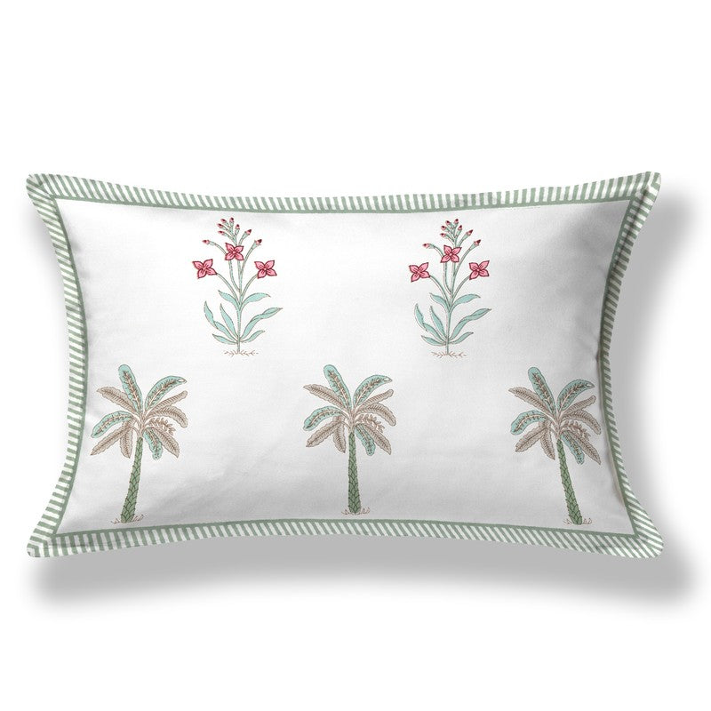 Haveli Block Cotton Bedsheet (Green,Pink) - 180 TC media 5