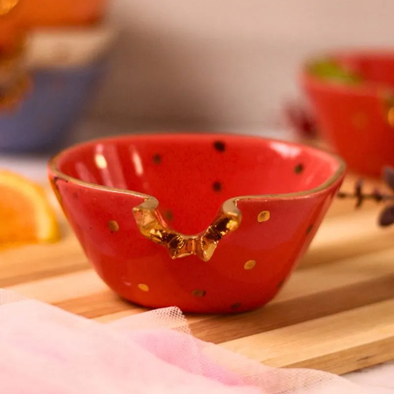Odetta Ceramic Snack Bowl (Red) - 200 mL media 1