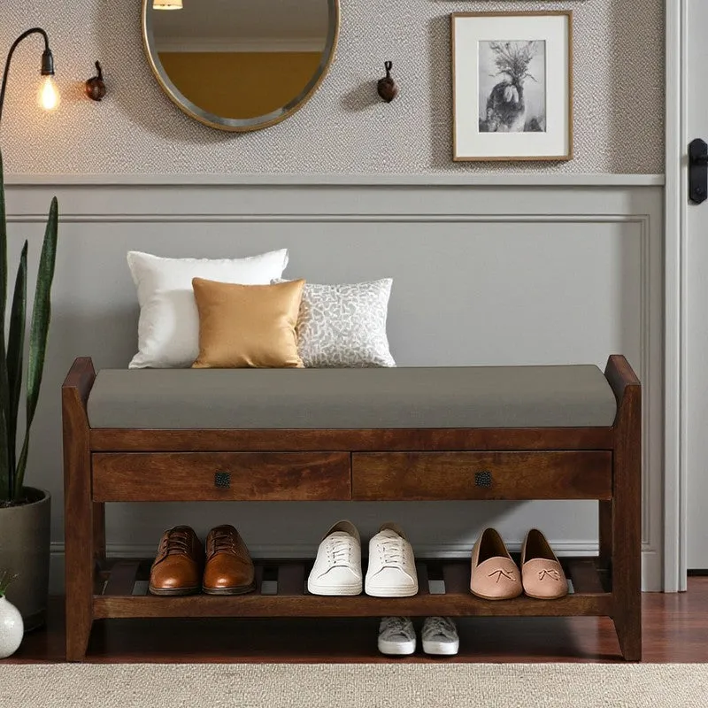 Harbor Nest Mango Wood Shoe Rack - Grey media 1