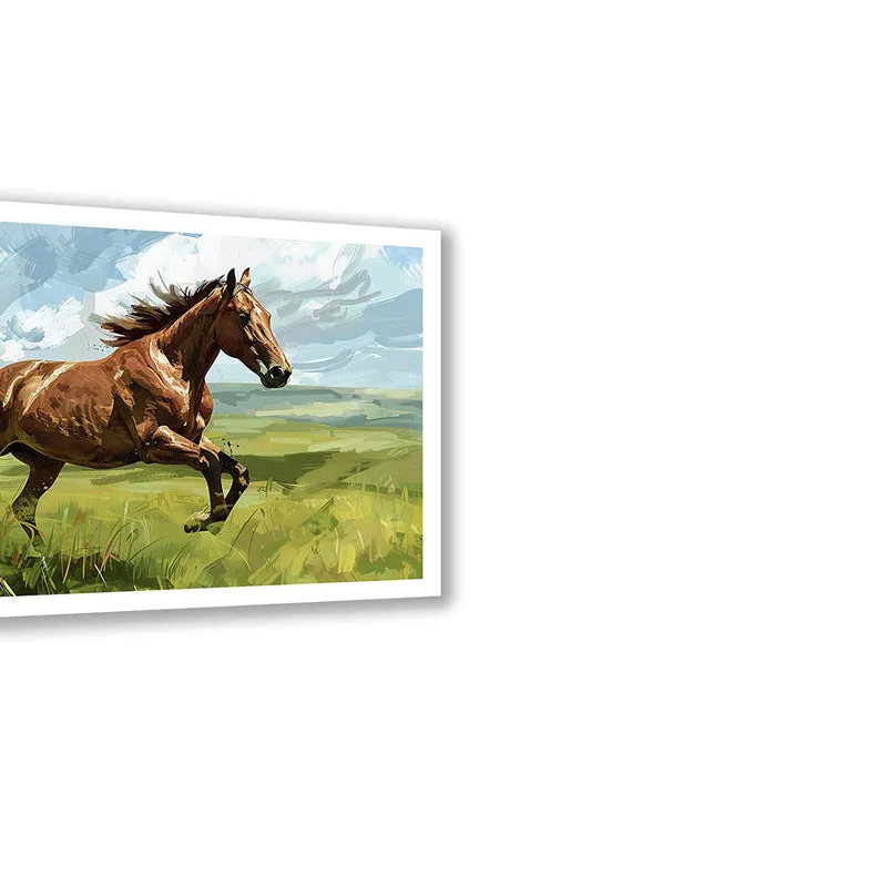 Galloping Roan Stallion Wall Art with White Frame media 6