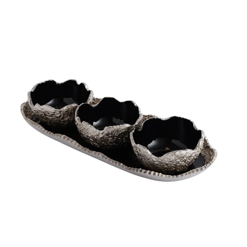 Elegant Trio (Silver) Snack Bowl with Tray - Four Piece Set media 8
