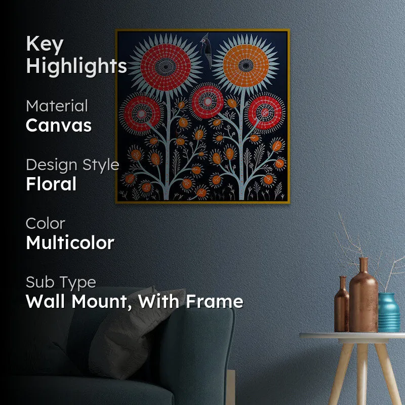 Fleura Pattern Canvas Wall Art With Frame media 2