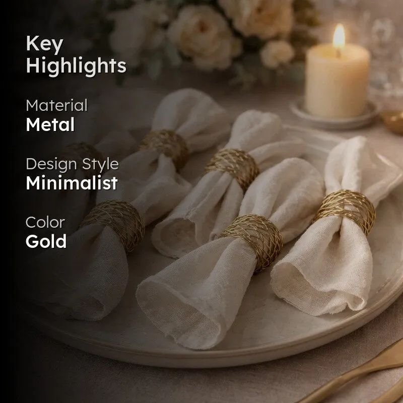 Napora Gold Metal Napkin Rings - Set Of Six media 2