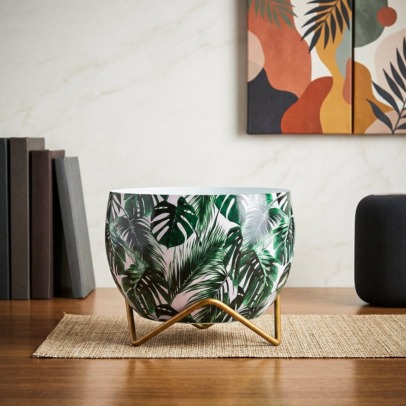 Terra Bloom Metal Planter with Stand - Green,White