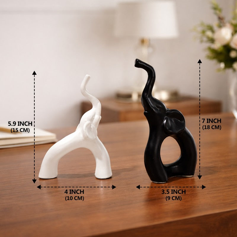 EbonyElephant Ceramic Showpiece - Set of Two media 7