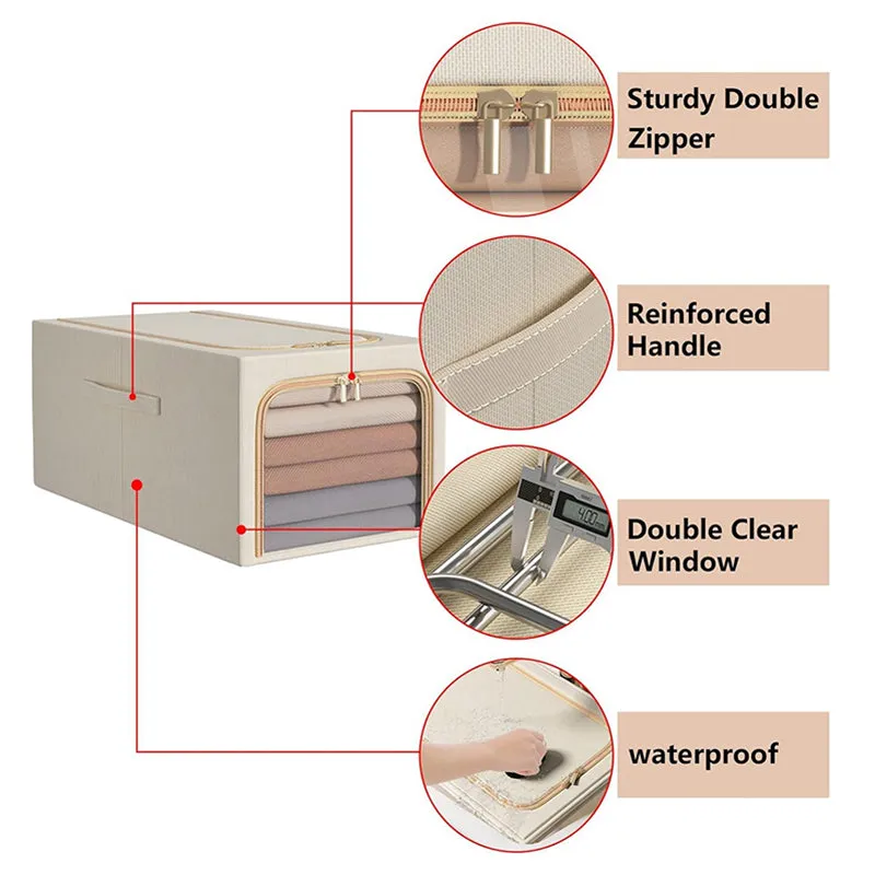 Tuck In Cloth Organiser With Zipper - Beige media 3