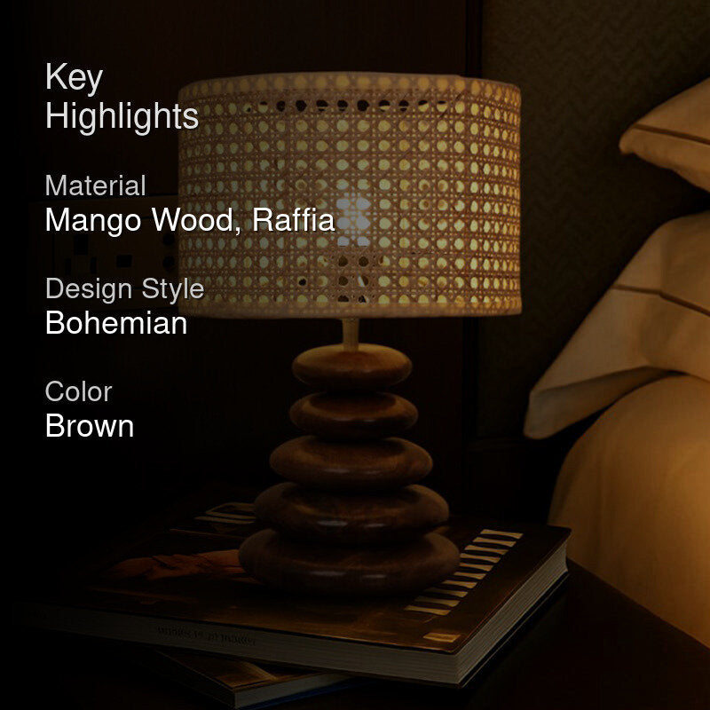 Pebble Hex Mango Wood Table Lamp media 2