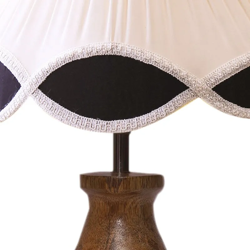 Flamoria Cotton Table Lamp With Wooden Base - OffWhite media 8