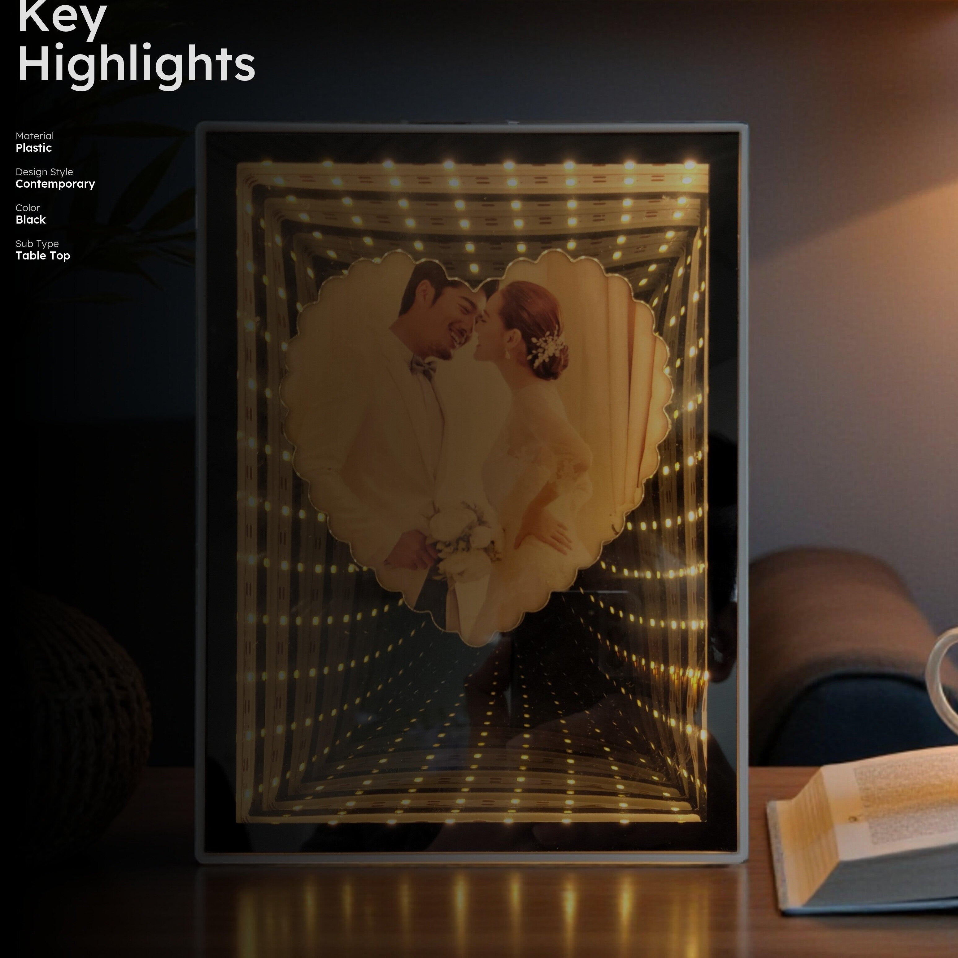 Cupid Hollow Glow Plastic Photo Frame - Black media 2