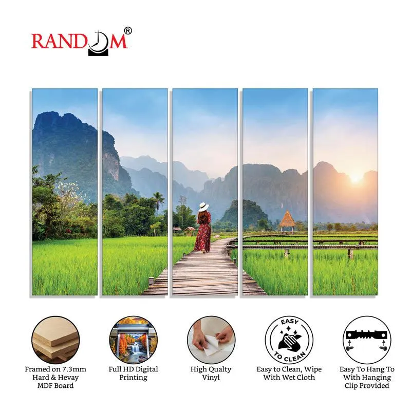 Serene Fields Wall Painting - Set Of Five media 6