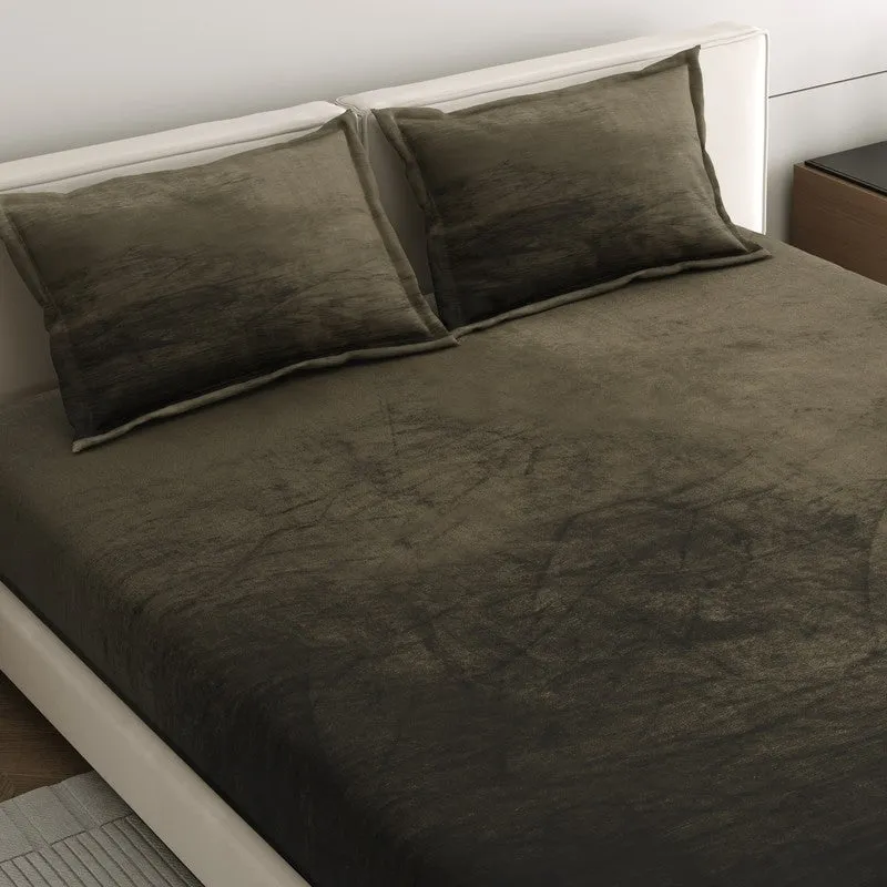 VelvetDream Woolen Bedsheet (Olive Green) - 150 GSM media 5
