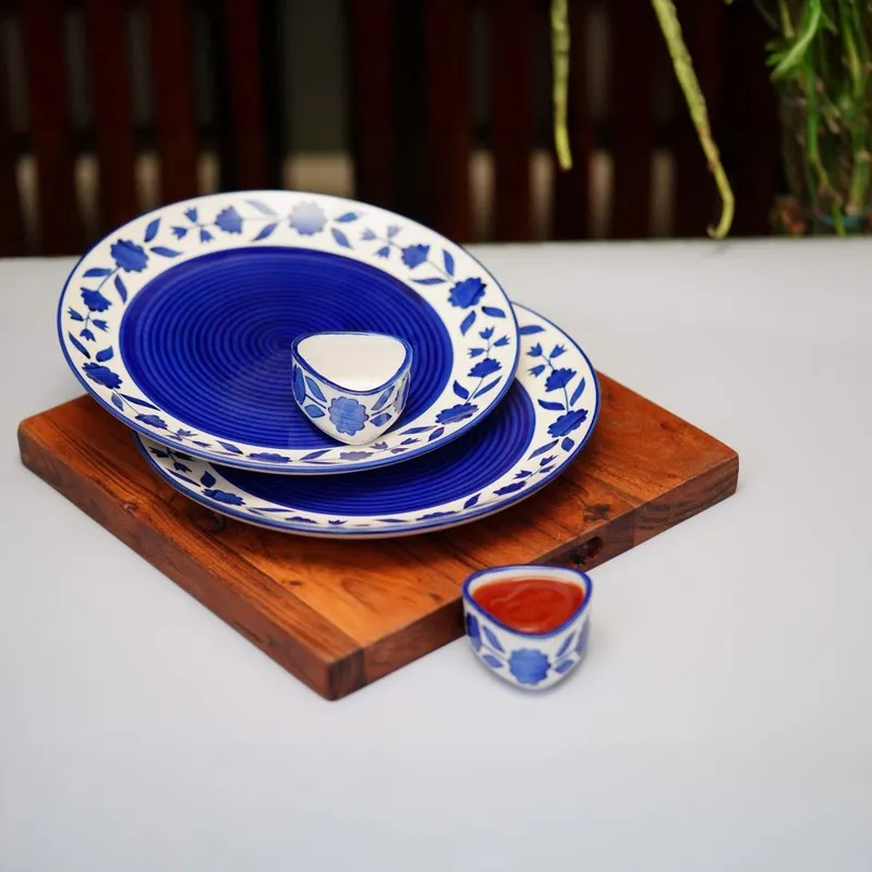 Clayora Xyra Ceramic Dining Set (Blue) - 4 Piece Set media 1