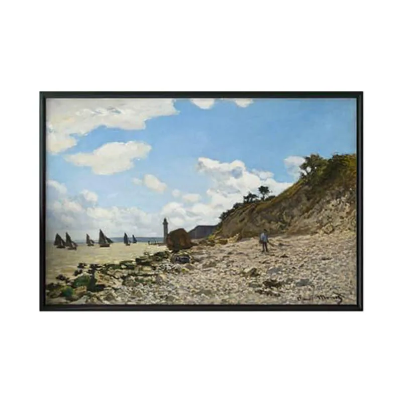 The Beach At Honfleur (1866) By Claude Monet - Black Frame media 6