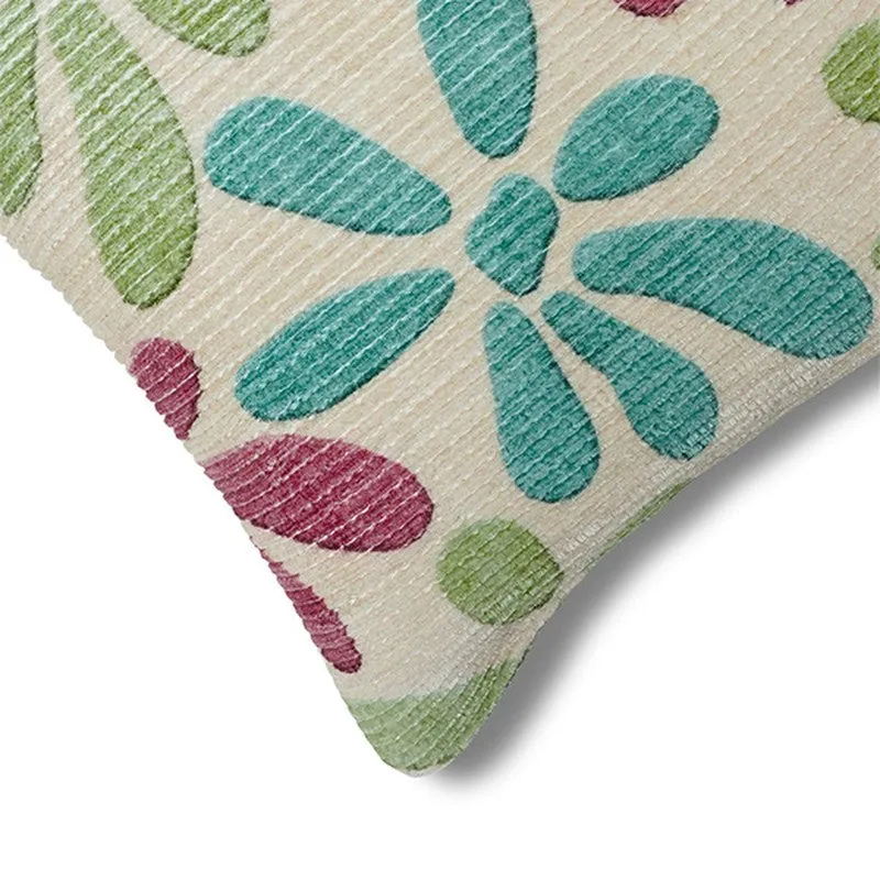 FloralGrace Cushion Cover (Teal, Maroon) - Set Of Five media 6