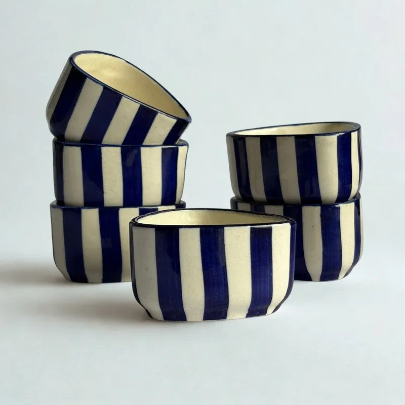 Annavya Ceramic Dip Bowls (Blue,White ,50 mL Each) - Set Of Six media 5