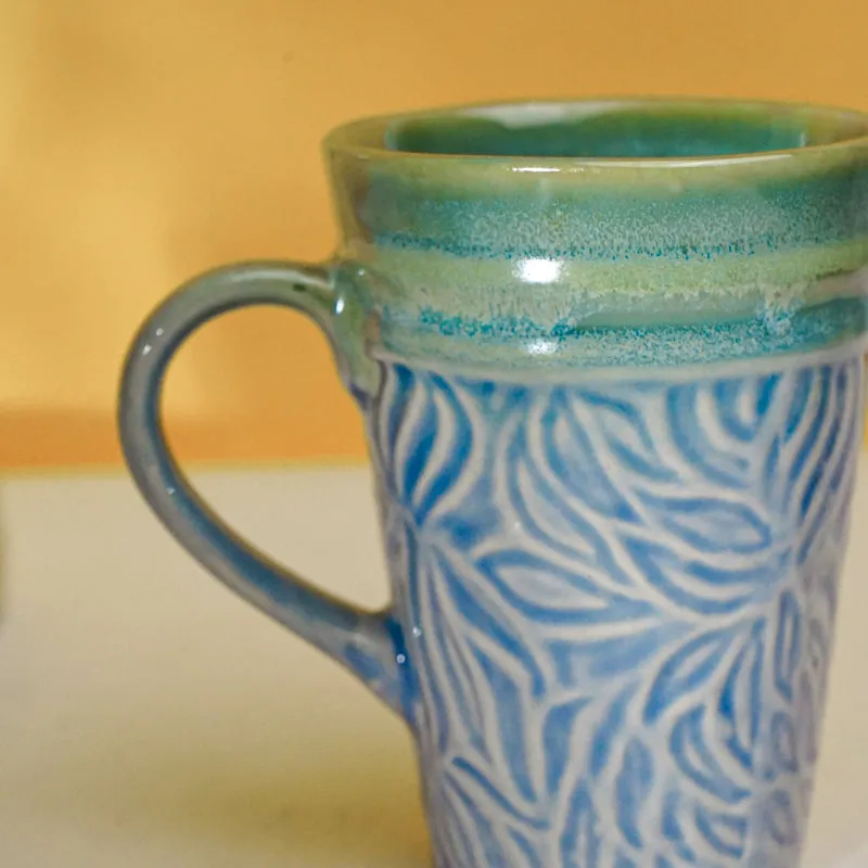 Ceramuse Ceramic Coffee Mug (300 mL Each/Light Blue) - Set of Eight media 6