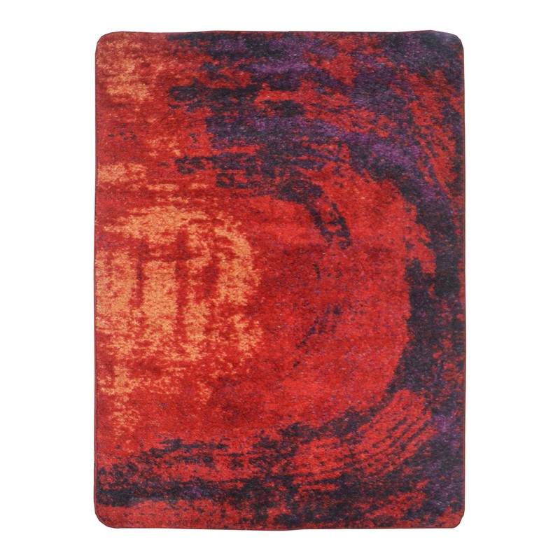 Kryvos Abstract Micro Fiber Area Rug - Red