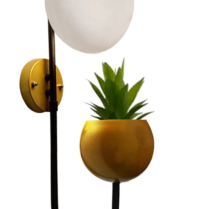 Folium Glass & Metal Wall Lamp - Black & Gold media 3