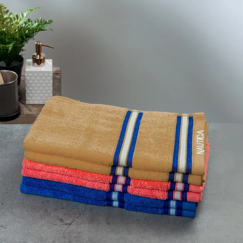 Nautica Dove Dual Down Cotton Hand Towel (Brown,Lilac & Blue) - Set Of Six media 1