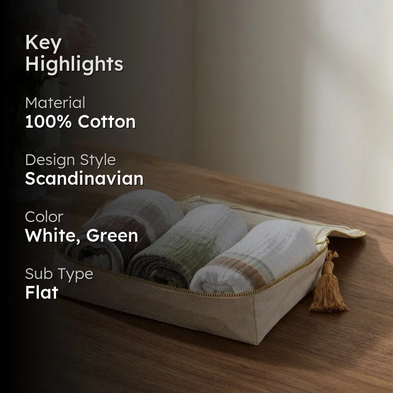 Rang Mahal Cotton Hand Towels with Canvas Box (White) - Set Of Three media 2